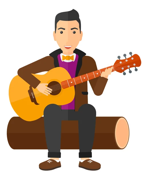 Man die gitaar speelt. — Stockvector