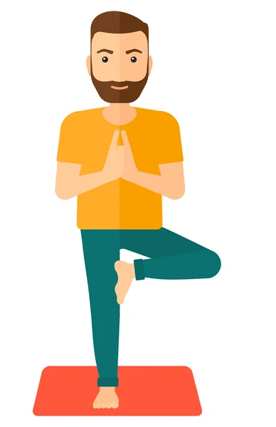 Mann praktiziert Yoga. — Stockvektor