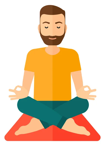 Man meditating in lotus pose. — Stock Vector