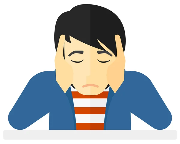 Anxious man clutching his head. — Stock Vector