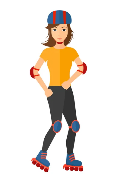 Sporty woman on rollerblades. — 图库矢量图片