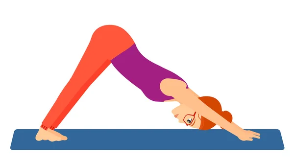 Vrouw die yoga beoefent. — Stockvector