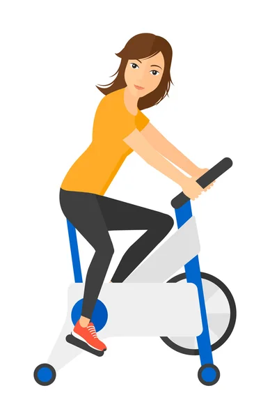 Mujer haciendo ejercicio ciclista . — Vector de stock