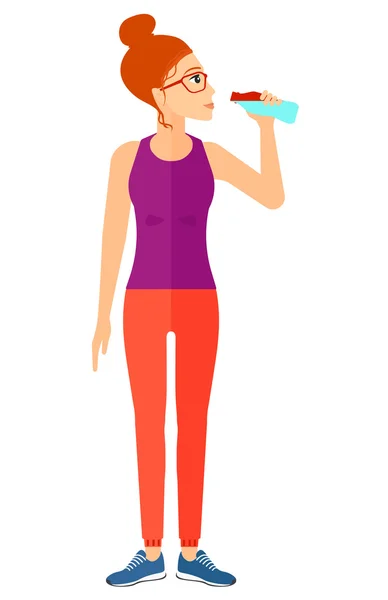 Mujer agua potable . — Vector de stock