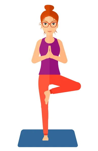 Vrouw die yoga beoefent. — Stockvector