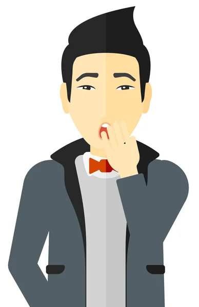 Apathetic young man yawning. — Stock Vector