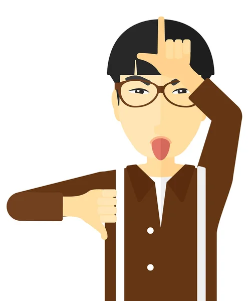 Hombre despectivo sacando la lengua . — Vector de stock