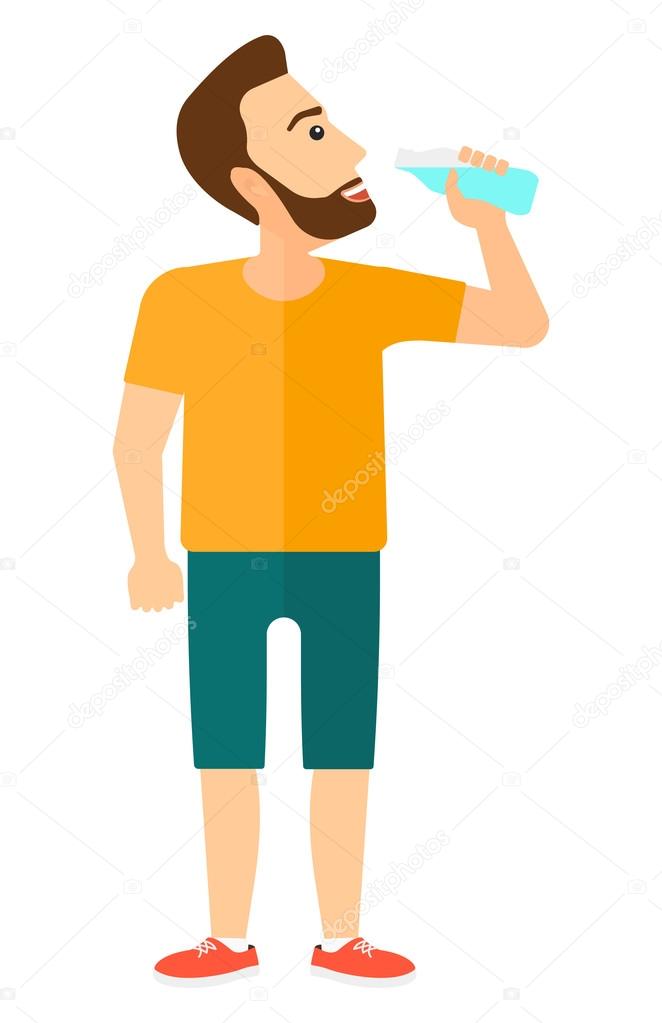 Man drinking water.