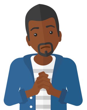 Sıktı elleri ile pişman adam.