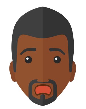 Açık ağız korkmuş adamla.