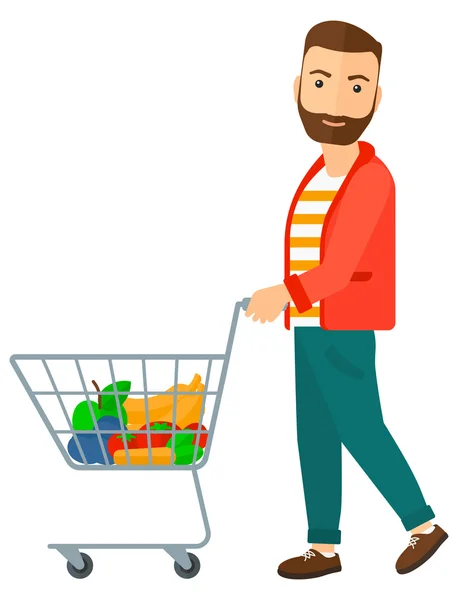 Customer with trolley. — Stock Vector