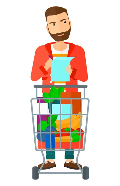 Hombre con lista de compras . — Vector de stock