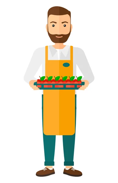 Smiling supermarket worker. — Stock Vector