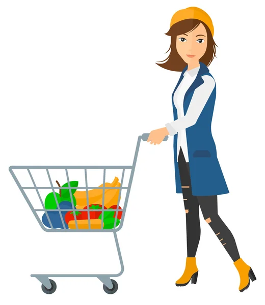 Customer with trolley. — Stock Vector