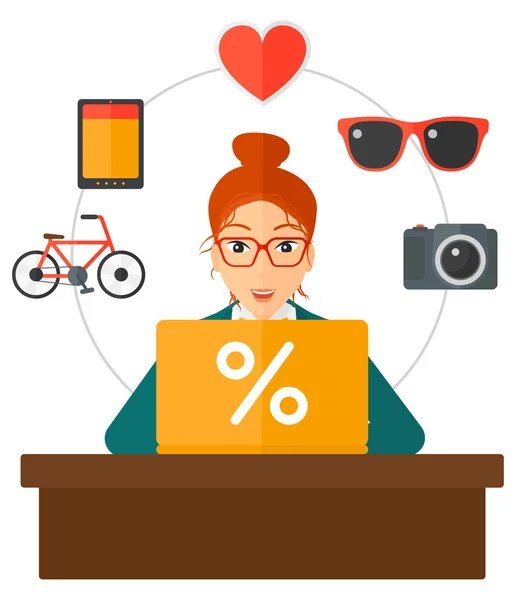 Customer with laptop. — Stock Vector