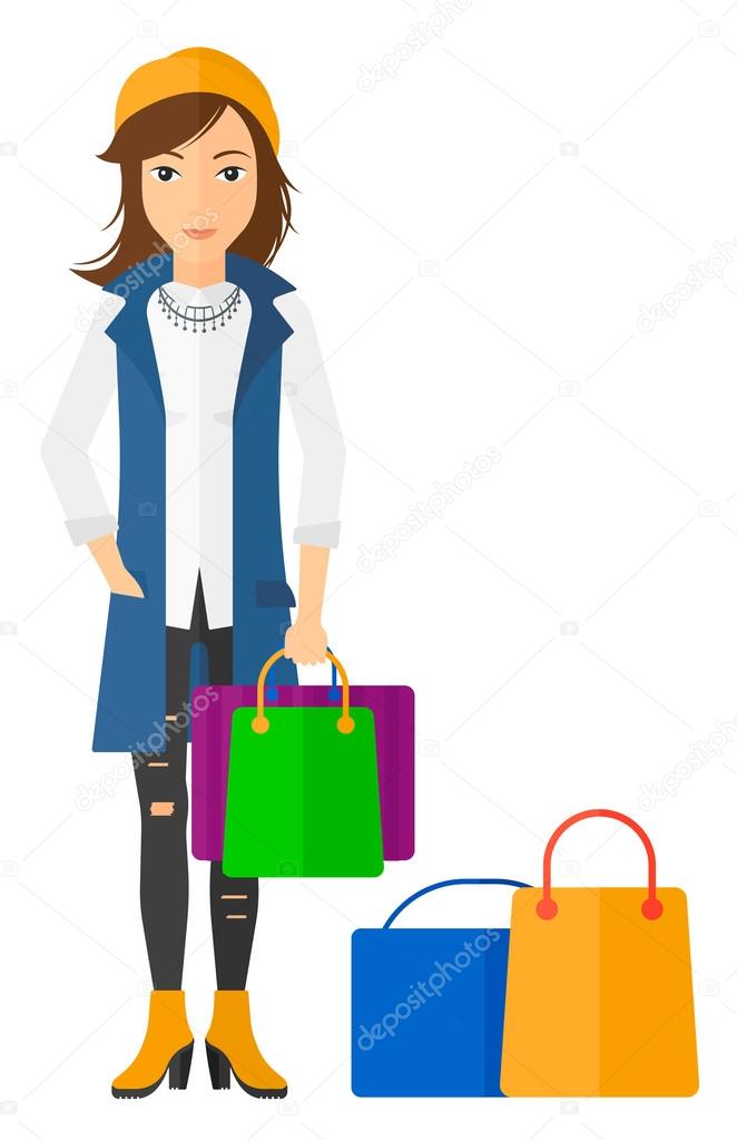 Buyer with shopping bags.