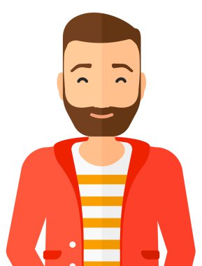 Gözleri kapalı olan memnun adam.