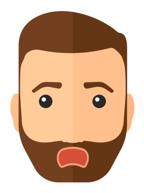 Açık ağız korkmuş adamla.