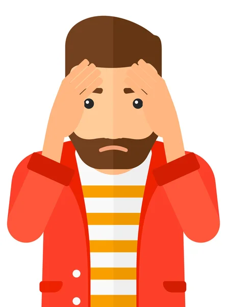 Repentant man clutching his head. — Stock Vector