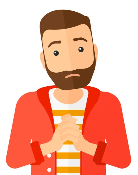 Regretful man with clasped hands. — Stock Vector
