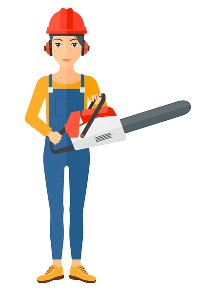 Lumberjack with chainsaw. — Stock Vector