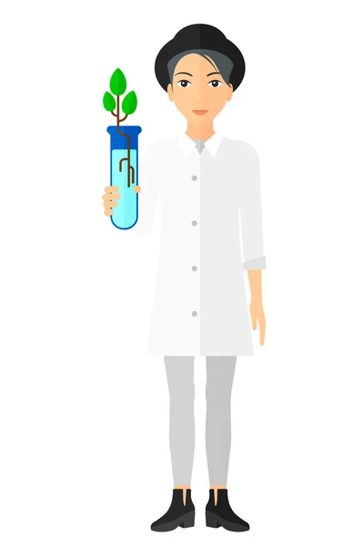 Laboratory assistant with test tube. — Stock Vector