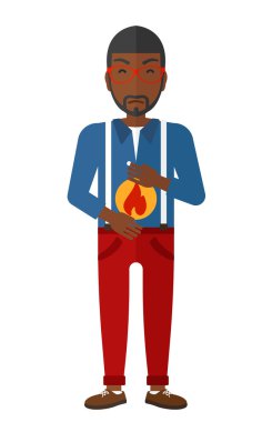 Mide ekşimesi muzdarip adam.