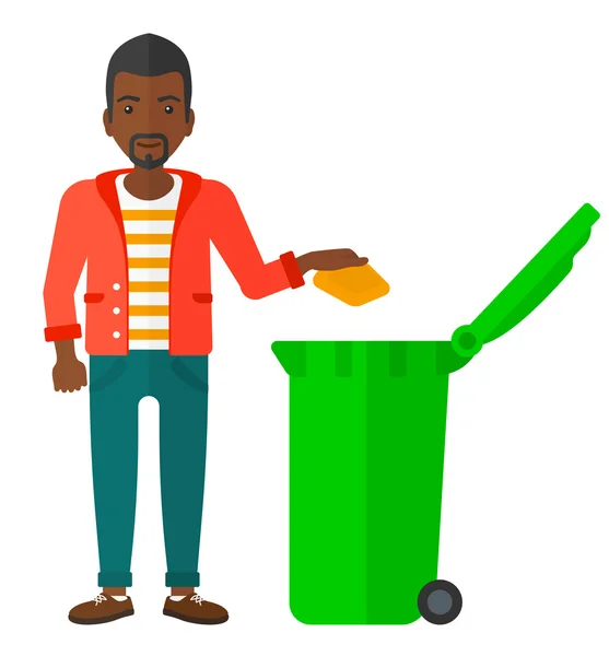 Homme jetant des ordures . — Image vectorielle