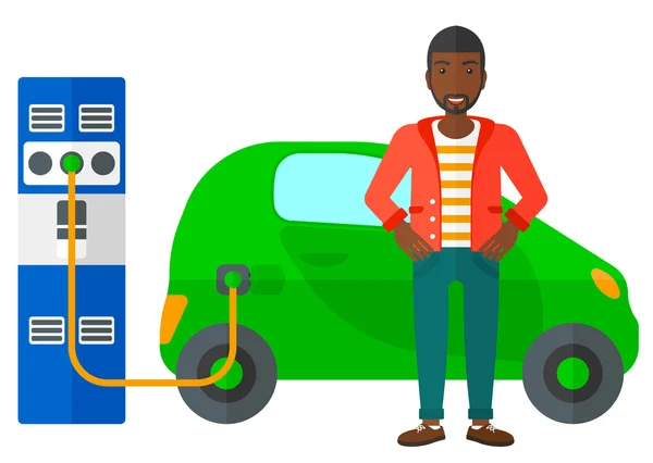 Chargement de voiture électrique . — Image vectorielle