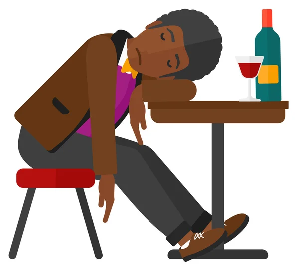 Hombre durmiendo en el bar . — Vector de stock