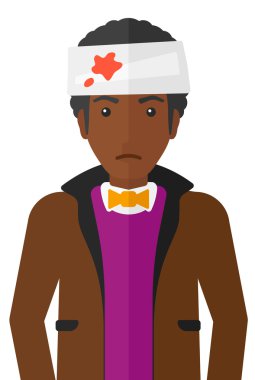 Man with injured head.