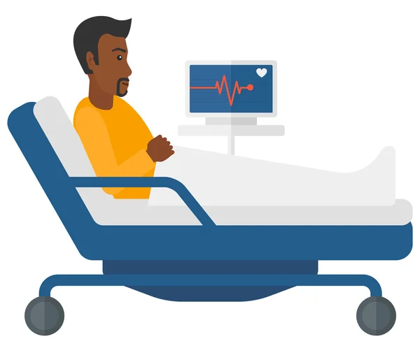 Paciente acostado en la cama con monitor cardíaco . — Archivo Imágenes Vectoriales