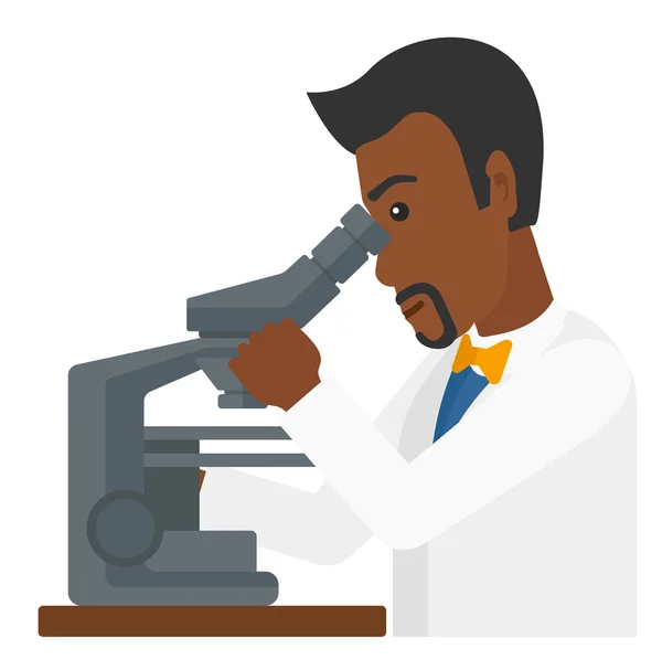 Laboratuar asistanı ile mikroskop. — Stok Vektör