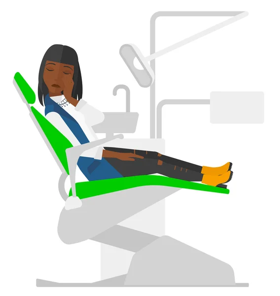 Nő szenved a fogászati szék. — Stock Vector