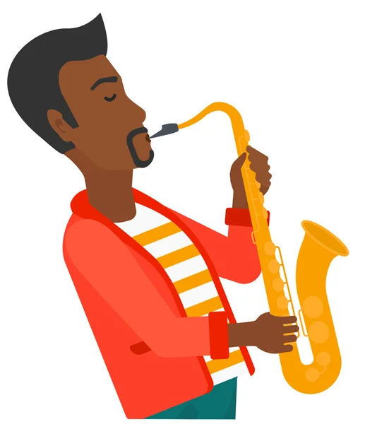 Hombre tocando el saxofón. — Vector de stock