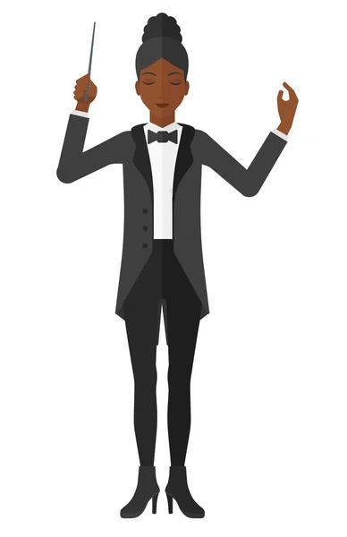 Conductor directing with his baton. — Stock Vector