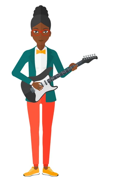 Musician playing electric guitar. — Stock Vector