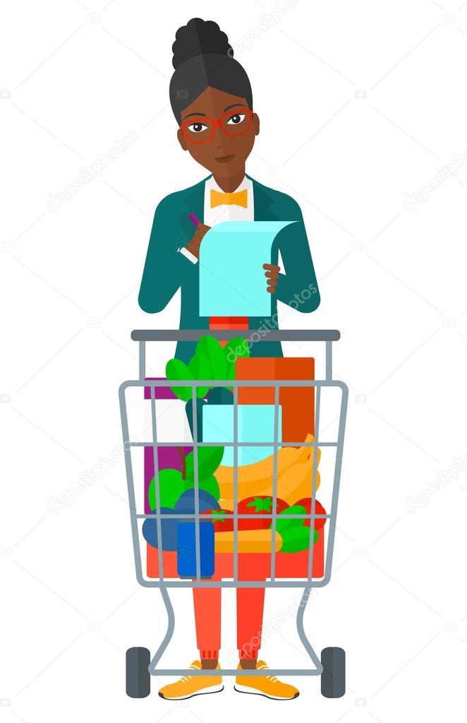 Woman with shopping list.