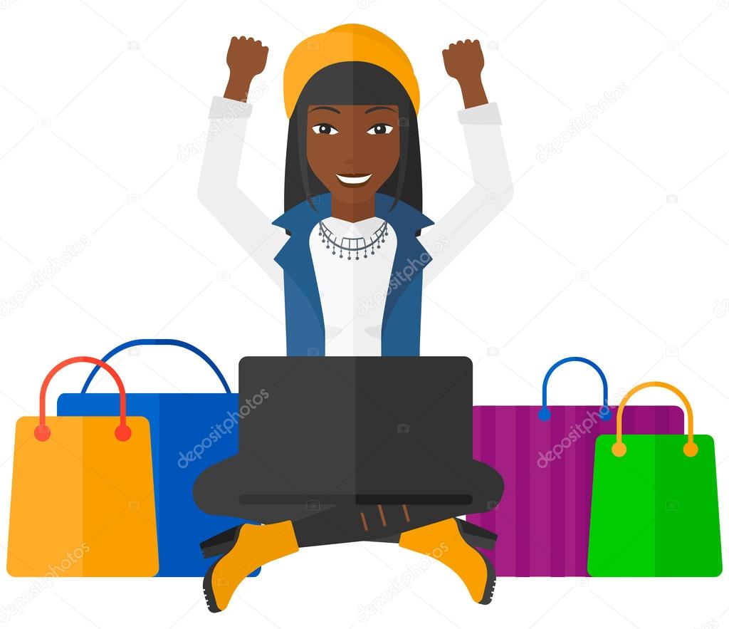 Woman making purchases online.