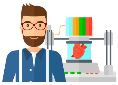 Adam üç D yazıcı ile.