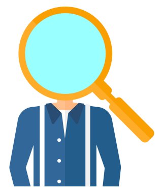 Man with magnifier instead of head.