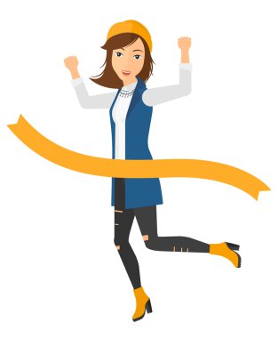 İş kadın geçiş bitiş çizgisine.