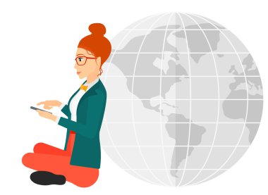 Dünya oturan kadın.