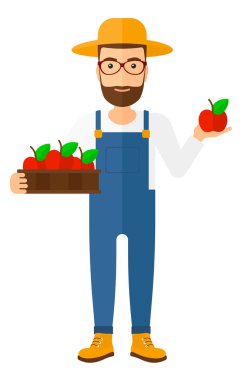 Çiftçi toplama elma.