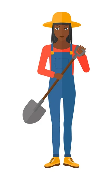 Farmer with spade. — Stock Vector