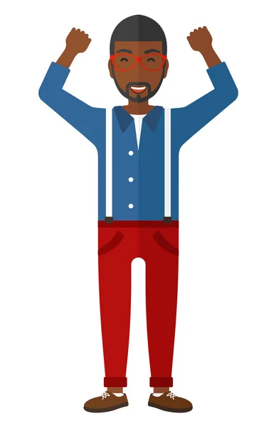 Man with raised hands up. — Stock Vector