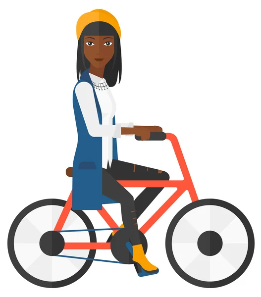 Mujer montando bicicleta. — Vector de stock