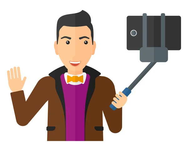 De mens maakt selfie. — Stockvector