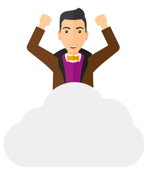 Hombre sentado en la nube . — Vector de stock