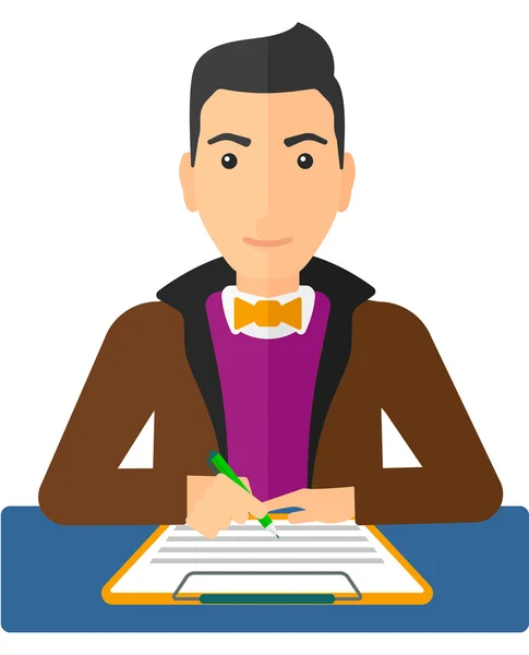 Man signing contract. — Stock Vector